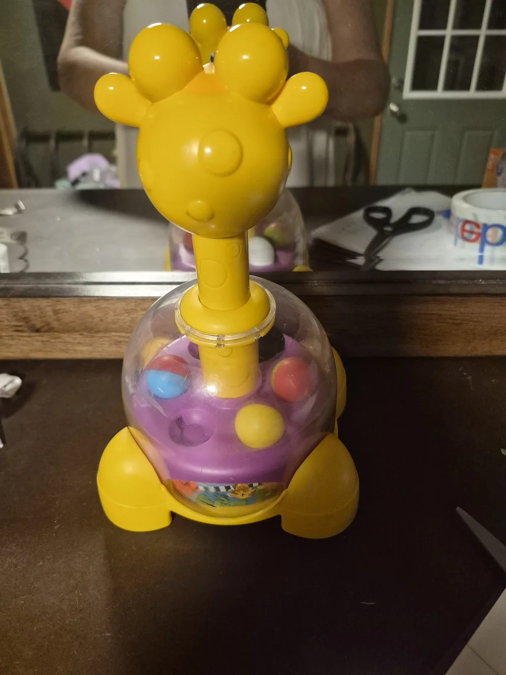 2011 Playskool Giraffalaff Tumble Top Toy Yellow Giraffe Ball Popper
